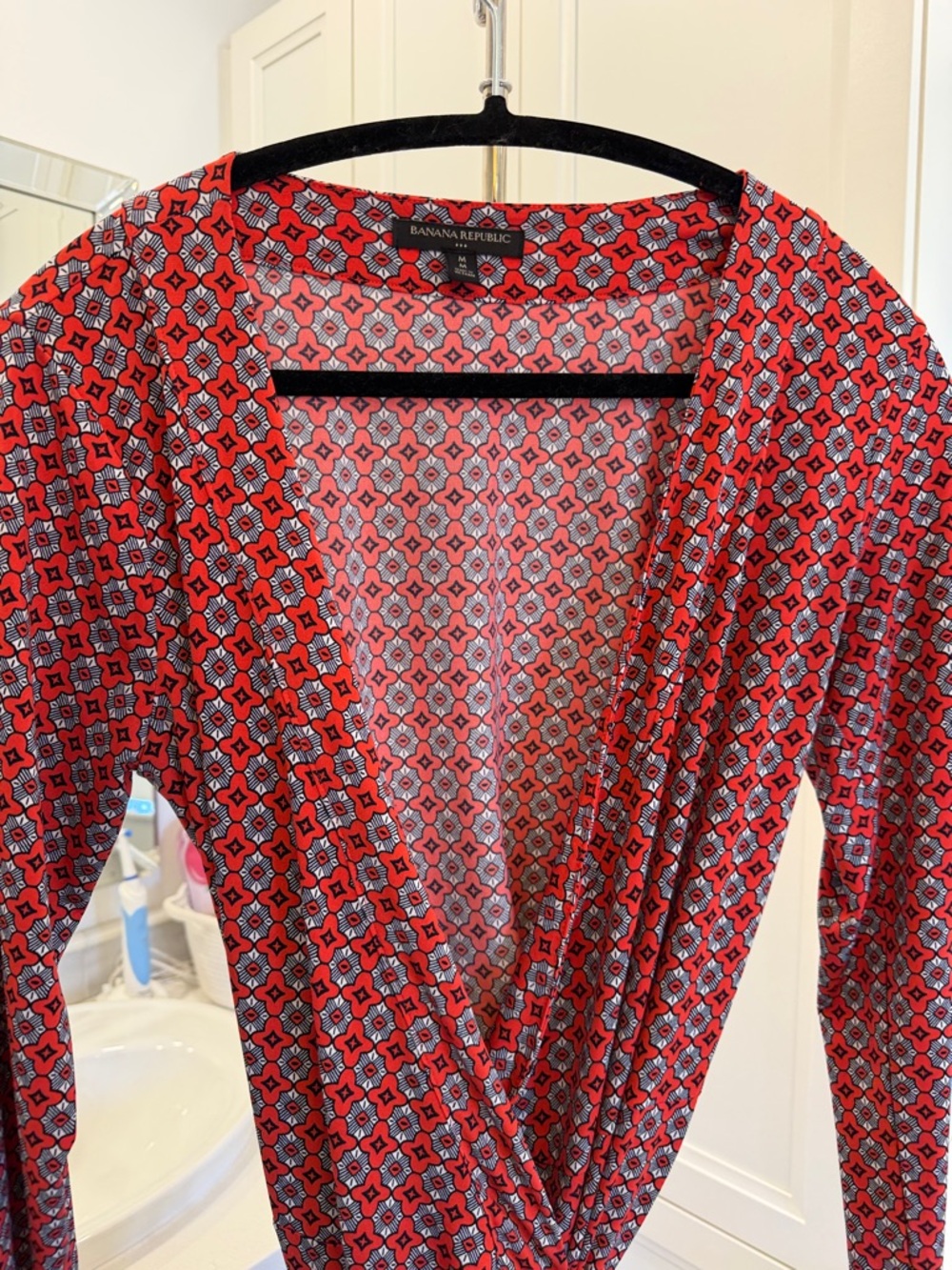 Banana Republic Red Printed Wrap Dress